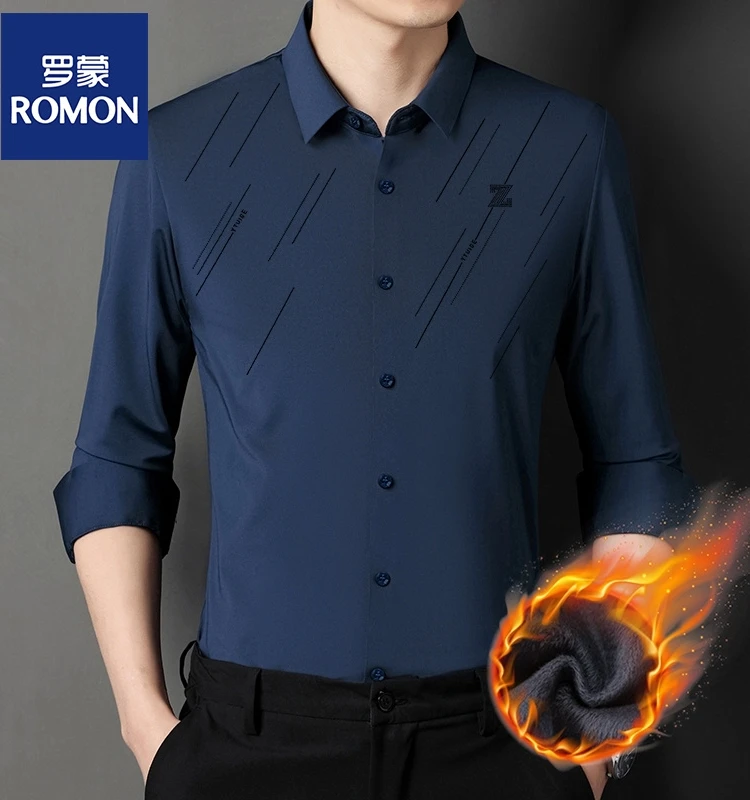 

Мужской Long Sve Fce Lined irt, осенне-зимний повседневный эластичный драпированный топ против морщин, деловая одежда