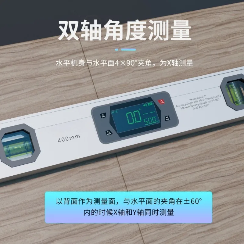 High Precision Aluminum Alloy Digital Level Ruler Dual Axis Inclinometer with Buzzer Electronic Angle Ruler Slope Measuring Tool