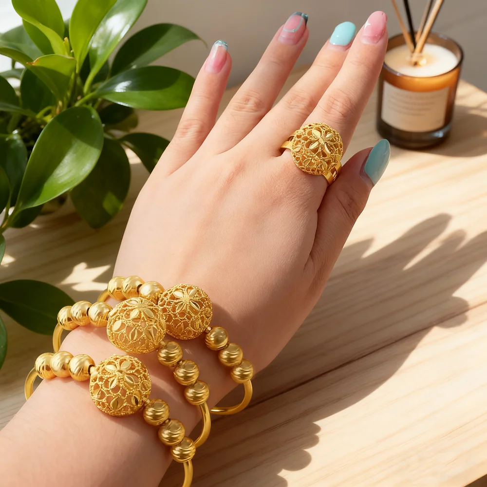 

ethiopian hawaiian jewelry bangle 24k gold bracelet for women flower bangle african gifts free shipping birthday gifts