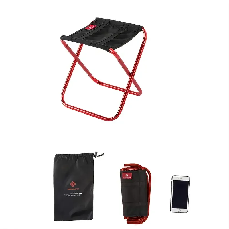 KORAMAN-Tabouret de camp pliant rouge, mini chaise portable ultralégère pour le camping, la pêche, la randonnée, le jardinage, la plage et l'extérieur pour les enfants