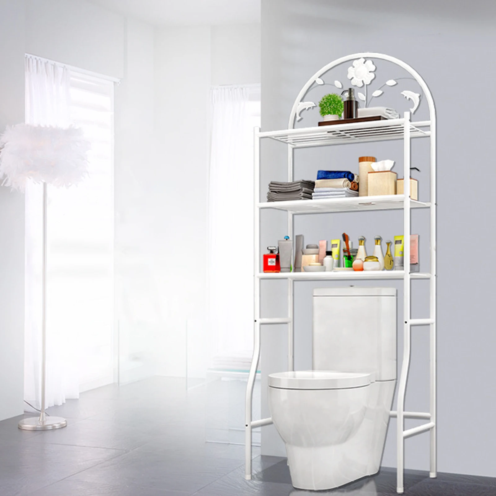 3-Tier Over The Toilet Storage Rack Freestanding Bathroom Storage Shelf Bathroom Organizer Over Toilet Home Furniture