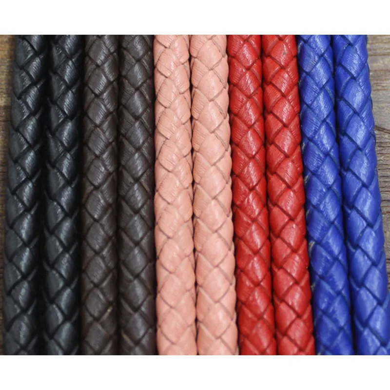 2meters colorful Braided Genuine Leather Bracelet Findings 3/4/5/6mm Round Leather Cord String Rope DIY Necklace Bracelet Making
