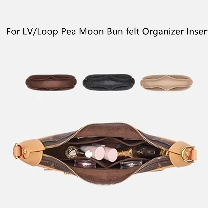 Bolsa de inserción de fieltro para Loop Pea Moon moño, organizador de maquillaje de fieltro, monedero interior, moldeador de Base portátil