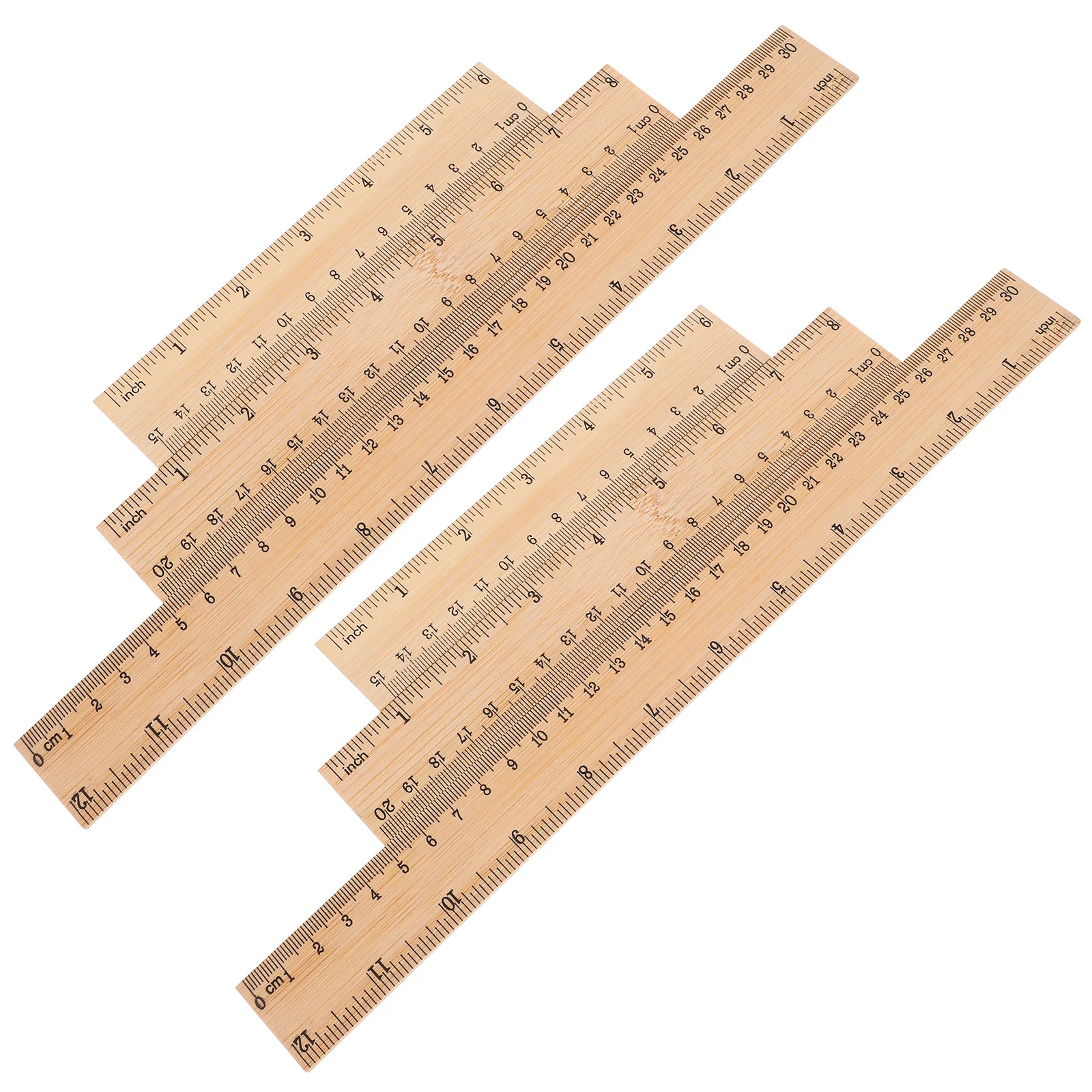 6Pcs Scale Rulers Made of Bamboo Strong Wear-Resistant Ruler for Studying Teaching Drawing Lightweight and Convenient