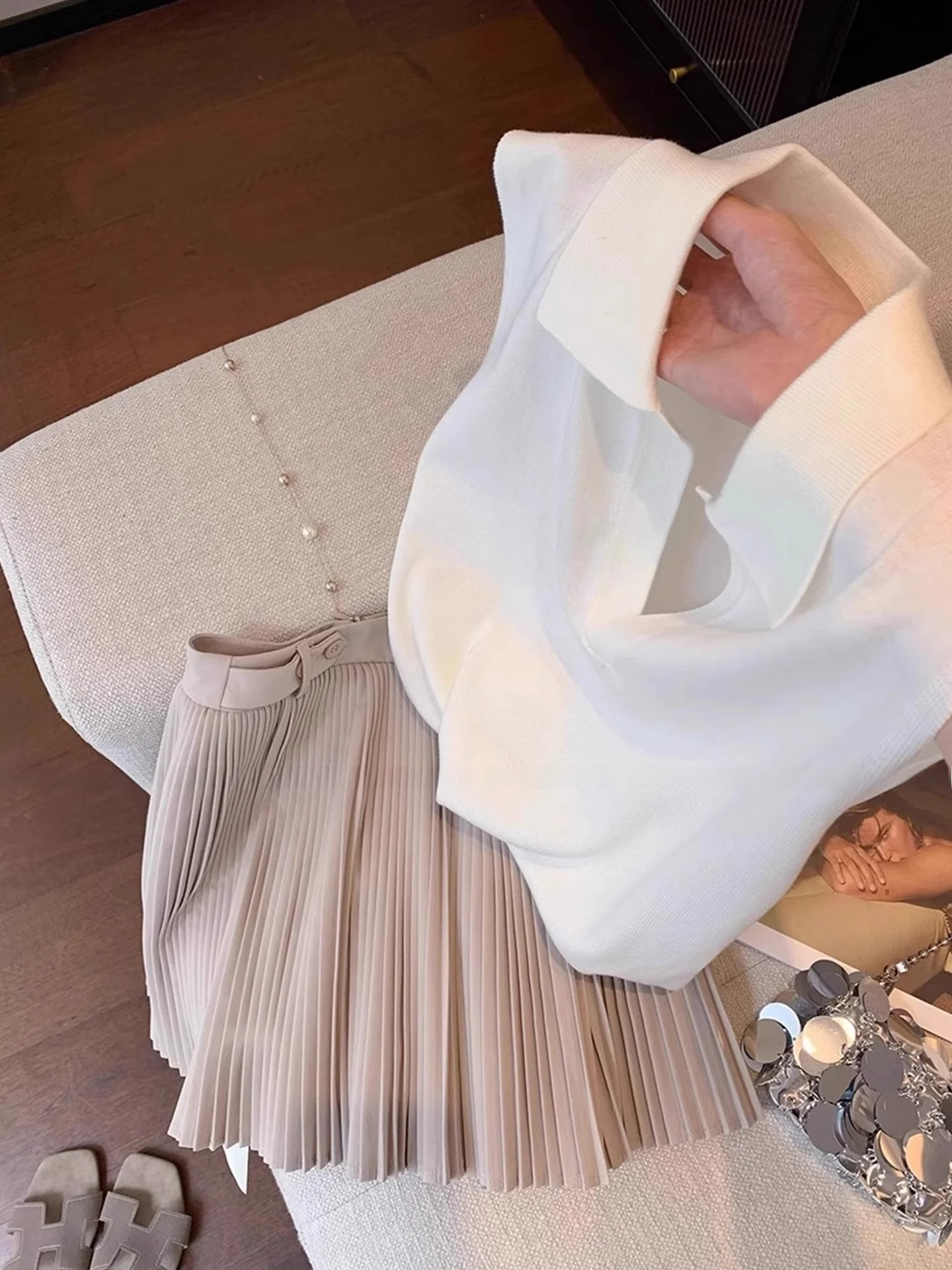 Faionable  Color Knitted Vest Svel Hoodie Skin-friendly Lazy Sle Women's Summer Top High-end Commute Sle