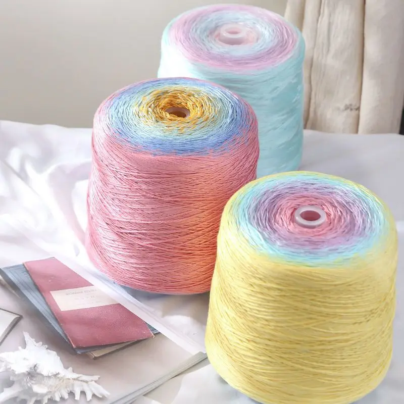 

Rainbow Gradient Color Cake Yarn Organic Cotton Blend Yarn DIY Summer Crochet Skirt Shawl Blanket Lace Line Hand-Woven Soft Yarn