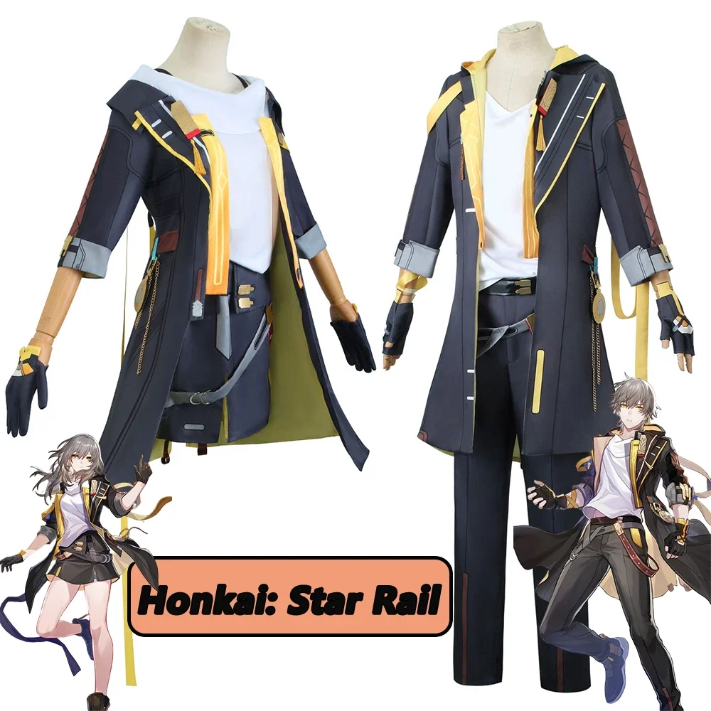 Disfraz de juego Honkai Star Rail Trailblazer Stelle Caelus, uniforme, guantes, peluca, Disfraces de Halloween para hombres y mujeres, alta calidad