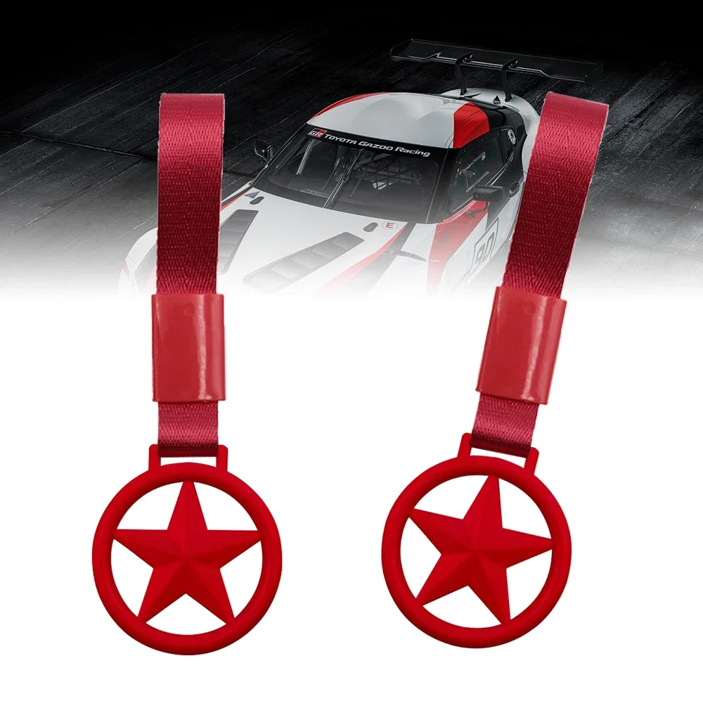 New JDM Ring Star Shape Tsurikawa Ring Handle Hand Nylon Strap Loops Bumper Bus Car Drift Charm Warning Tag Car Auto Accessories