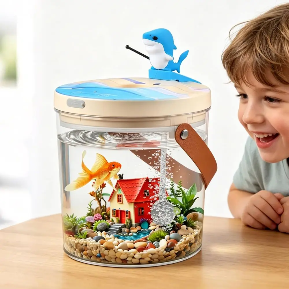 

Portable Mini ish Tank, Rechargeable,with Air Pump Oxygenation, and Multi-Color Automatic Switching LED Lights. 0.3 Gallon Plast