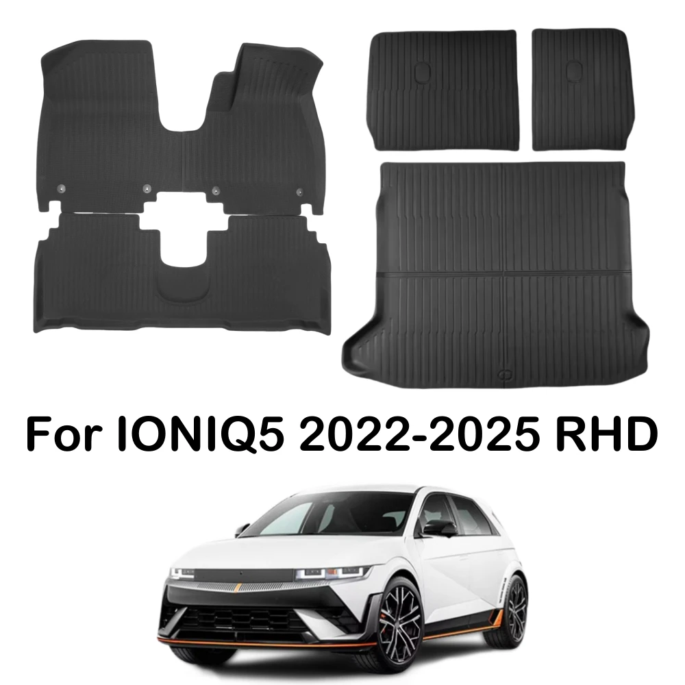 

RHD Floor Mats For Hyundai IONIQ 5 2022 2023 2024 2025 Custom Floor Liner Trunk Mat Fully Surrounded Backrest Mat