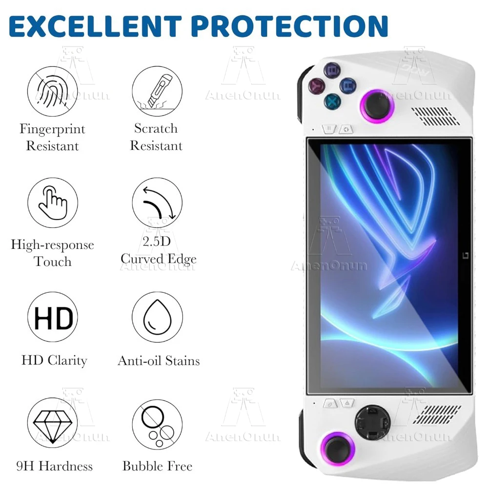 ROG Ally/ROG Ally X HD الزجاج المقسى 9H صلابة Shteatterproof المضادة للخدش المضادة للبصمة 2.5D حافة منحنية شاشة Proctor