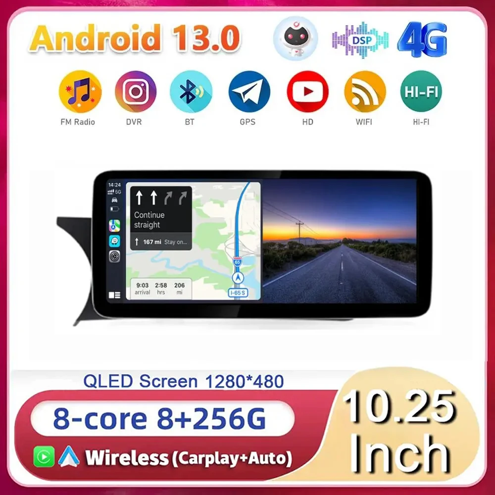 Android 13 For Mercedes Benz C Grade W204 2011 2012 2013 2014 NTG 4.5 System Car Radio Carplay Auto Stereo Multimedia Head Unit