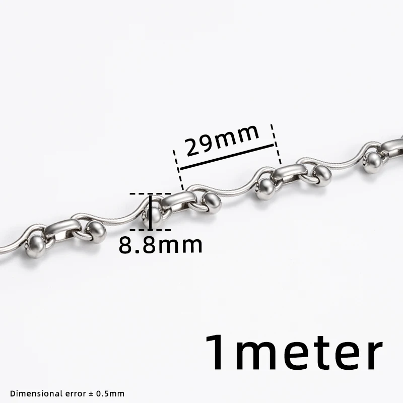 1meter Stainless Steel Double Bead Ruyi Chain For Jewelry Making Supplies DIY Fashion Necklace Bracelet Connect  Accessories