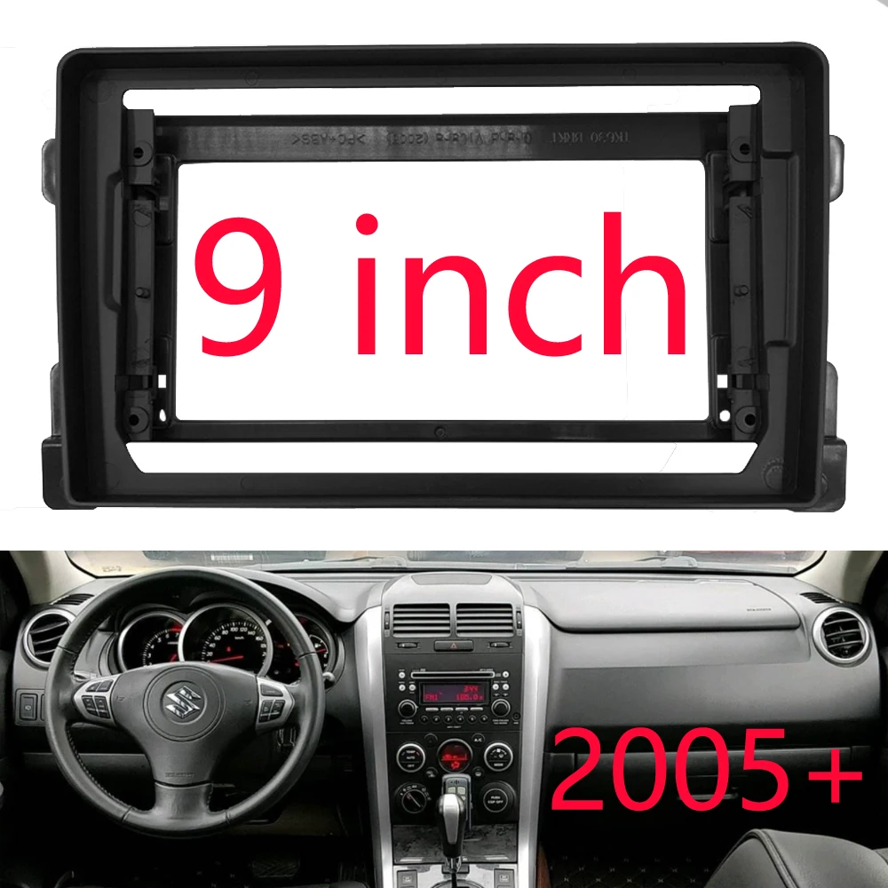 2 Din Car DVD Only Frame Audio Fitting Adaptor Dash Trim Kits Facia Panel 9inch For SUZUKI GRAND VITARA 2005+ Radio Player