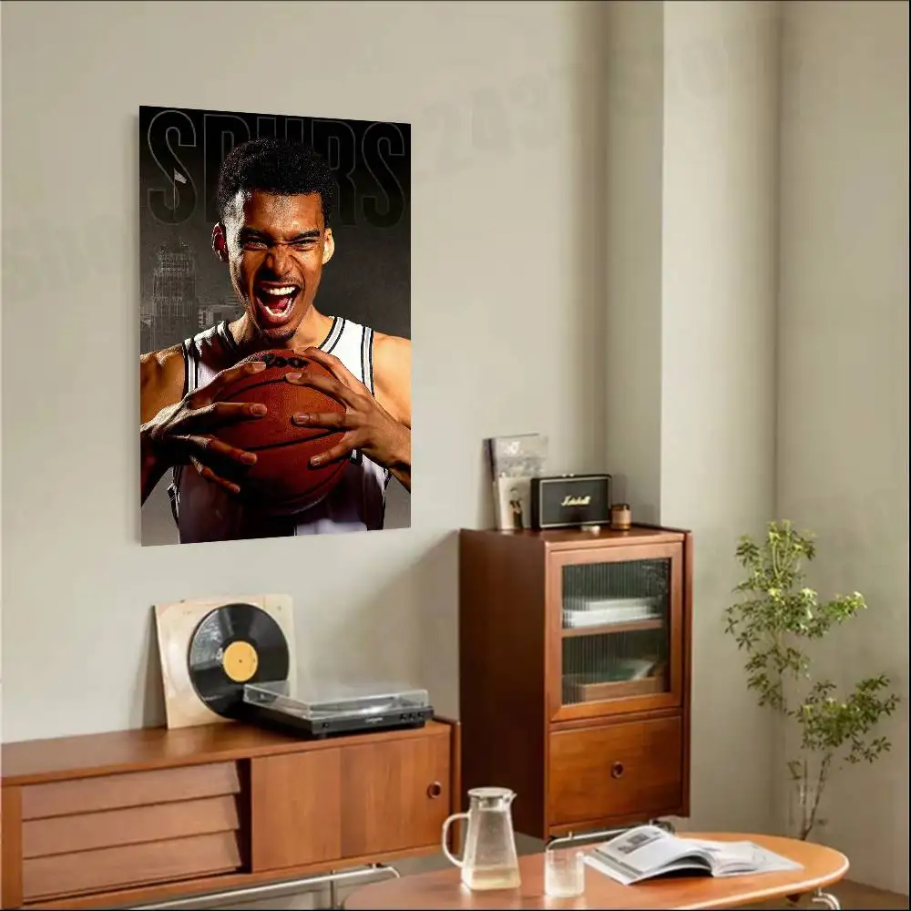 Basketball Star W-Wembanyama Vintage Retro Poster Sticker Classic Art Painting for Home Bedroom Cafe Office Wall Decor view 4