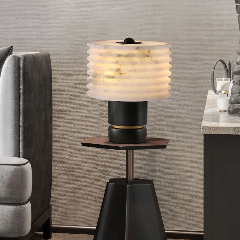 Modern Luxury Bedroom Bedside Alabaster Table Lamp High-Grade Lighting for Sales Office Villa Model Room Electric Flexible