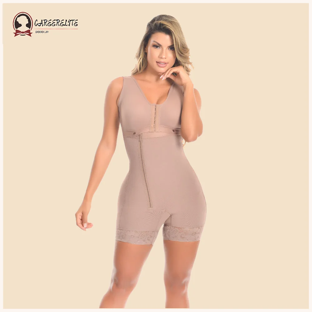 Fajas High Compression Shapewear With Bra Sleeveless Side Zipper Colombianas Slimming Bodysuit  For Women Body Shapers BBL Wear