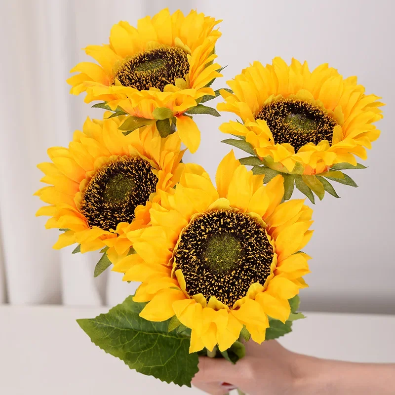 4pcs Heads Single Sunflower Artificial Flower Sunflower Home Hotel Wedding Decoration Pastoral Latin Sunflower Artificial Flower