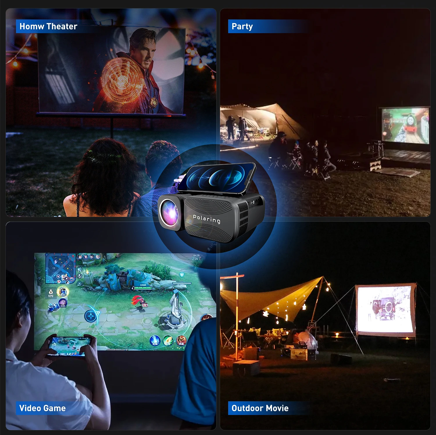 Polaring-Projecteur vidéo numérique A1Pro Do Brazil, 1080P, 2.4G et 5G, 13000 lumens, 250Ansi, écran de jeu à domicile, camping