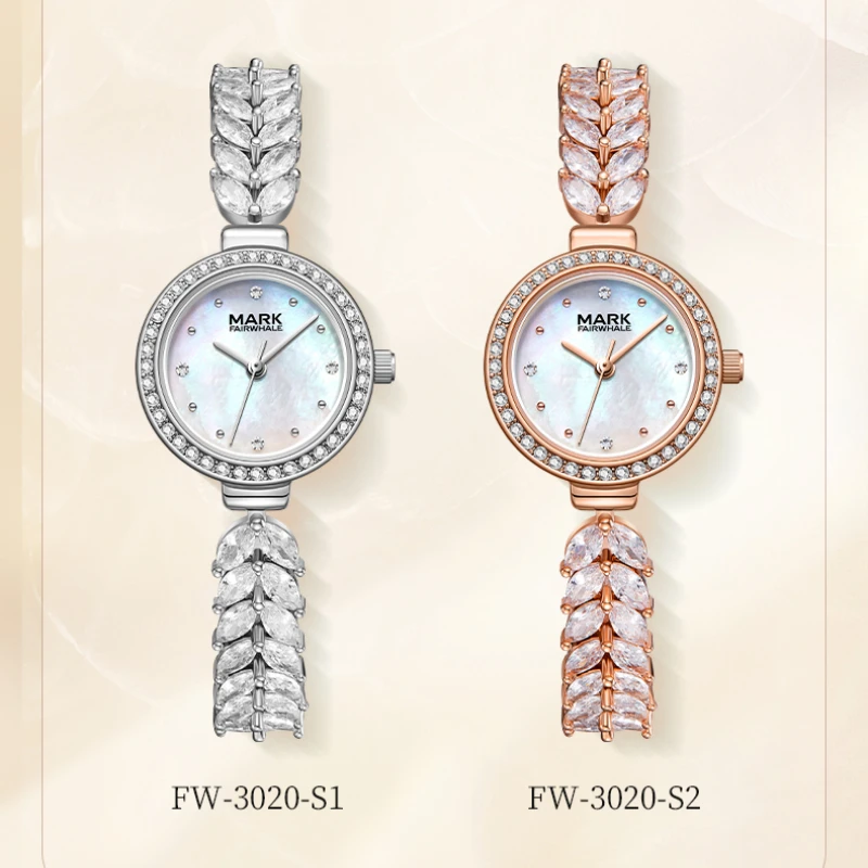 Mark Fairwhale 3020 Women's Watch Diamond Encrusted Luxury Retro Design Simple Fashion Quartz Movement Reloj Mujer