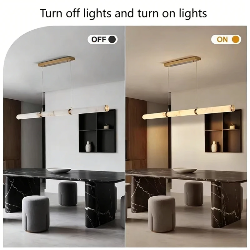 Imitation Marble Pendant Lights for Living Room Dining Room Decor Resin Long Pendant Lamp for Bar Counter Villa Indoor Lighting view 6