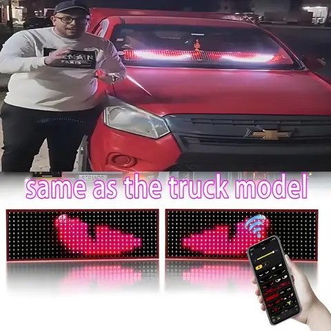 대형 트럭 자동차 데빌 아이 LED 픽셀 패널 라이트 앱 원격 제어 소프트 폴더블 조명 스크롤 보드 윈드실드용 12V 24V