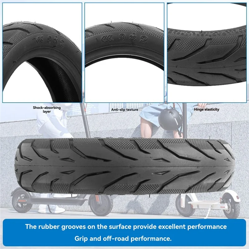 A51Q-For Xiaomi لـ M365 1S PRO PRO2 Kickscooter 9 بوصة إطار مفرغ 9X2.0 مع إطار الأنبوب الداخلي 8.5 بوصة #2