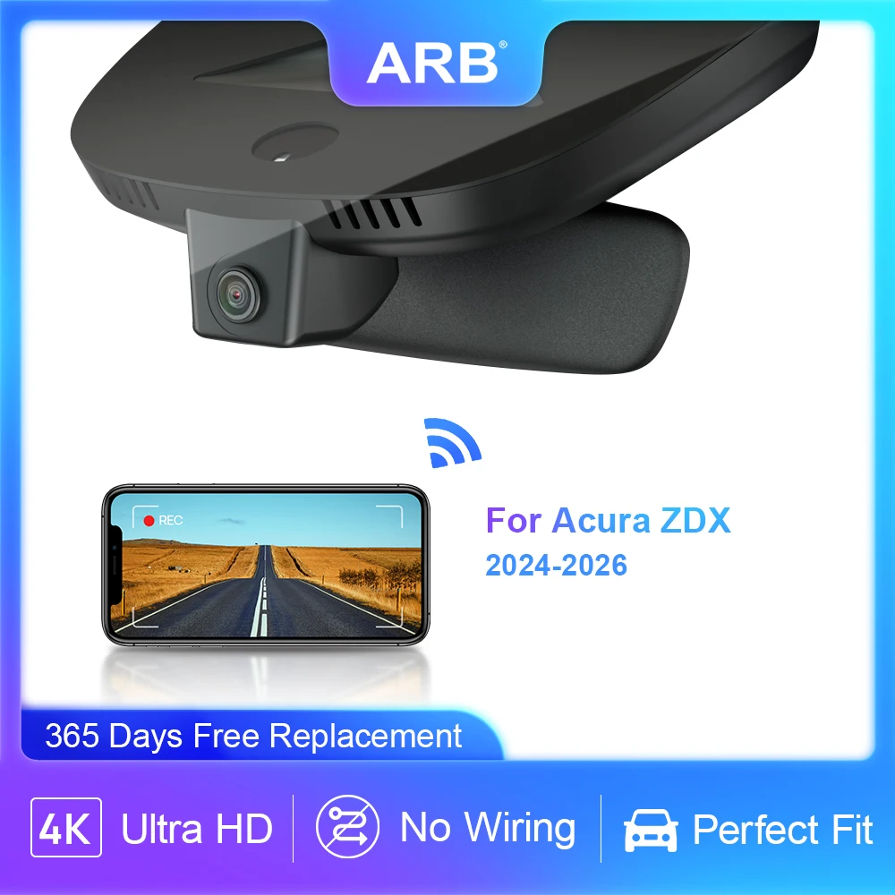 مسجل مركبة لـ Acura ZDX 2024 2025 2026, ARB 4K 2160P كاميرا مثالية DVR مع تسجيل فيديو وصوت متصل بالواي فاي