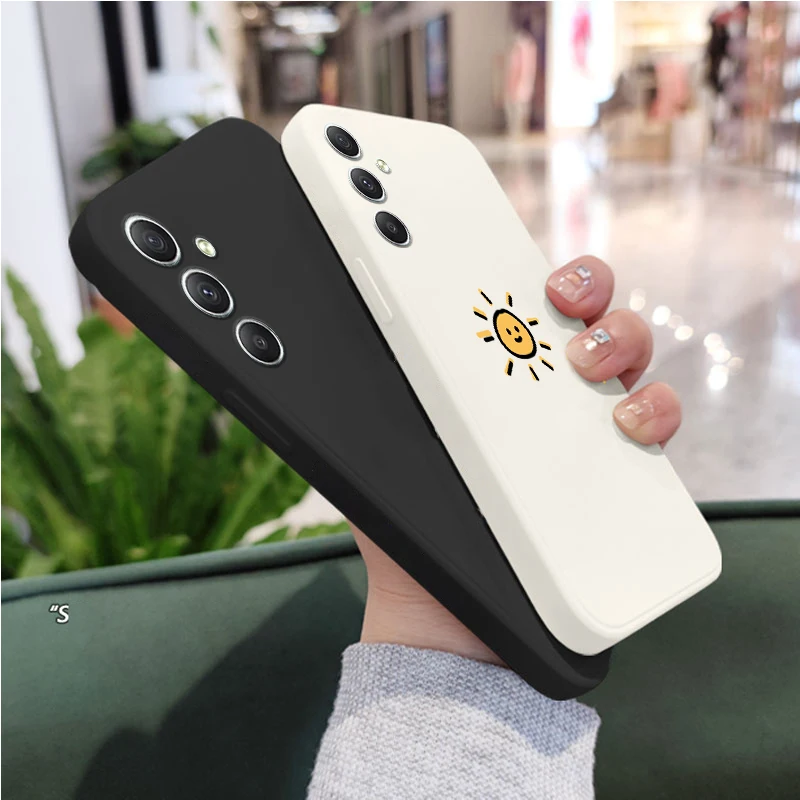 Sun Moon Silicone Phone Case For Samsung Galaxy A34 A54 A21S A21 A50 A20S A13 A23 A52 A72 A32 A53 A33 A73 4G 5G Soft Shell Cover