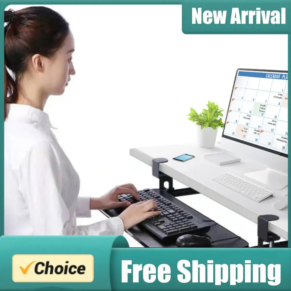 

Выдвижная подставка для клавиатуры под стол с регулировкой высоты, выдвижной ящик для клавиатуры, выдвижной органайзер для компьютерной клавиатуры под столом