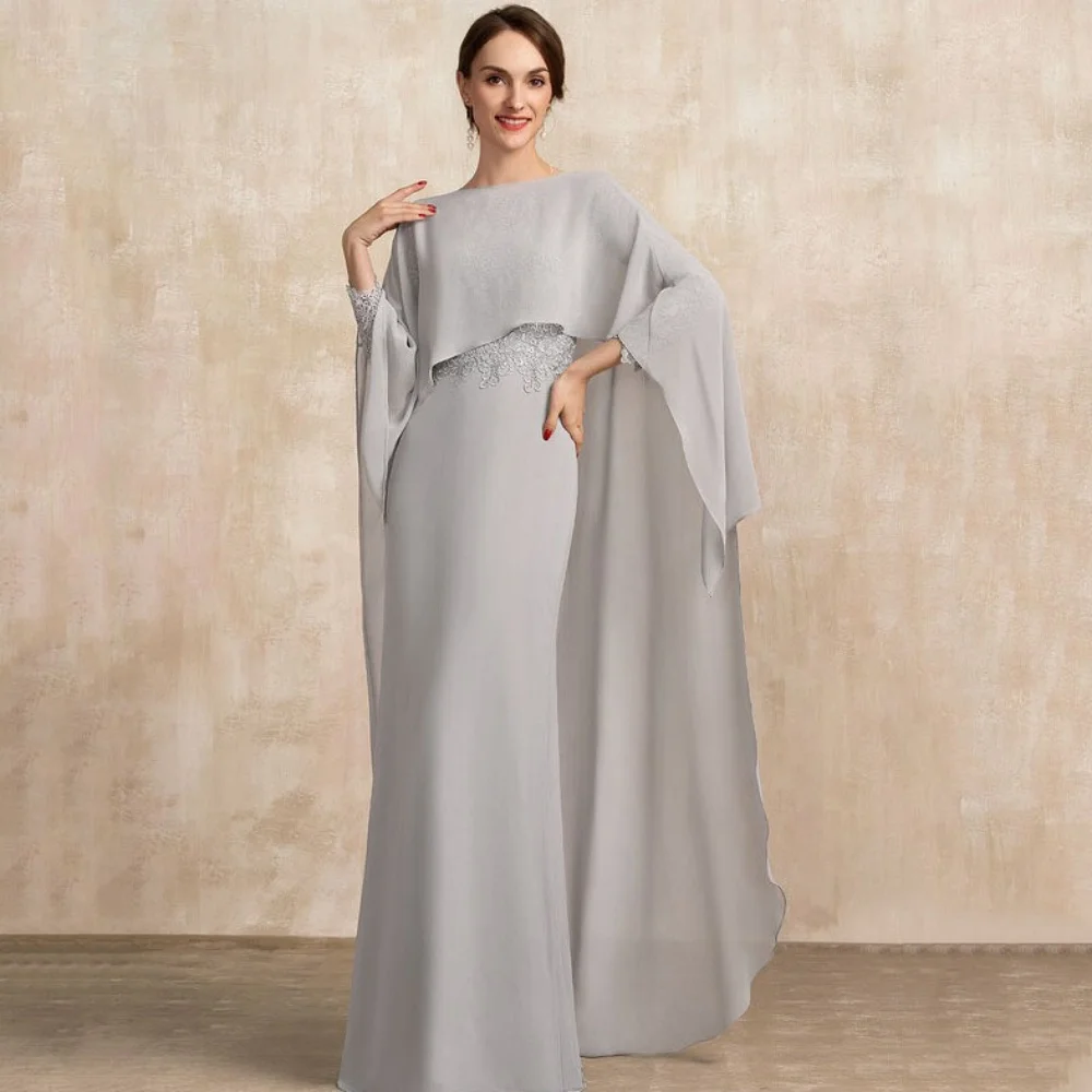 

Платья для матери Элегантное серое вечернее платье невесты по индивидуальному заказу Кружевное платье русалки для особых случаев Шифон Новые халаты invitée mariage