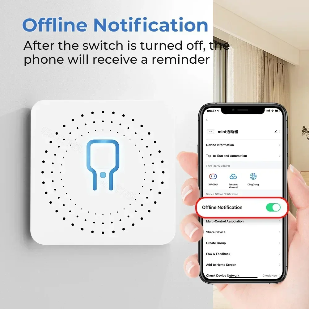 WiFi Smart Light Switch Module Relay 16A/20A 2-Way Control Breaker Home Remote APP & Voice Control AC100-240V Alexa Google Alice