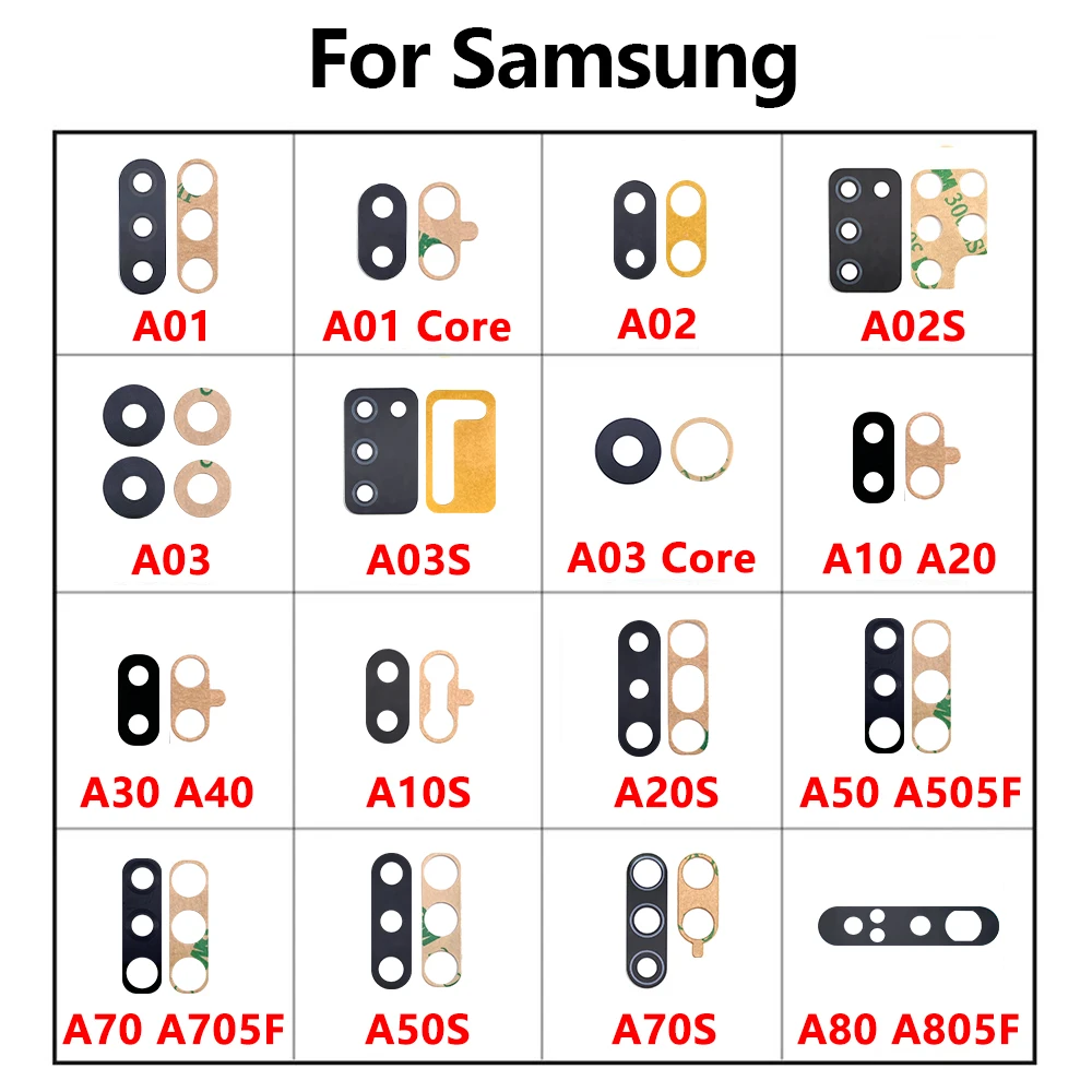 NOWA szklana osłona obiektywu tylnej kamery z klejem do Samsung A06 A03S A02S A01 A02 A03 A10 A20 A30 A40 A50 A70 A70S A80 A03 Core