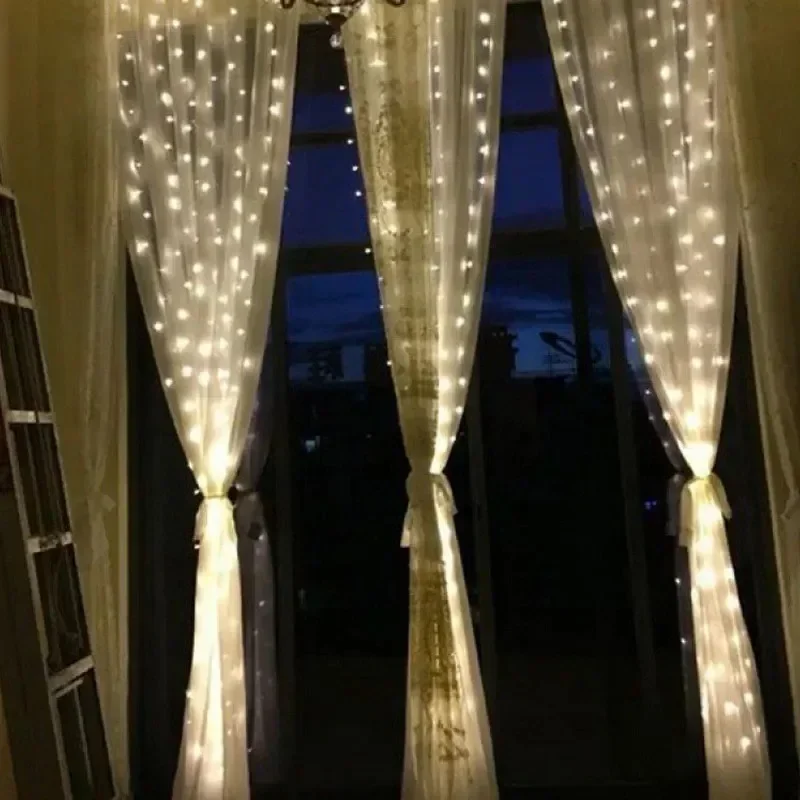 Christmas Curtain LED String Lights 6m/3m/2m/1m USB Plug 8 Modes Party Lights New Year Home Wedding Holiday Decor Aesthetic