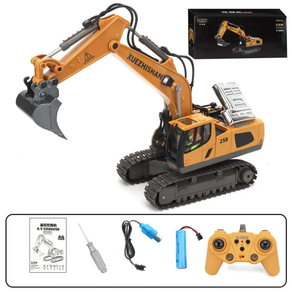 New Alloy Remote Control Excavator Yellow White Green 1:20 11CH RC Excavator Toy Model Toys Children's Gift