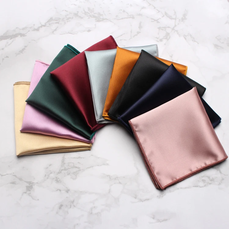 British Style Men's Suit Pocket Square Solid Color Glossy Business Chest Towel Formal Square for Banquets and Weddings