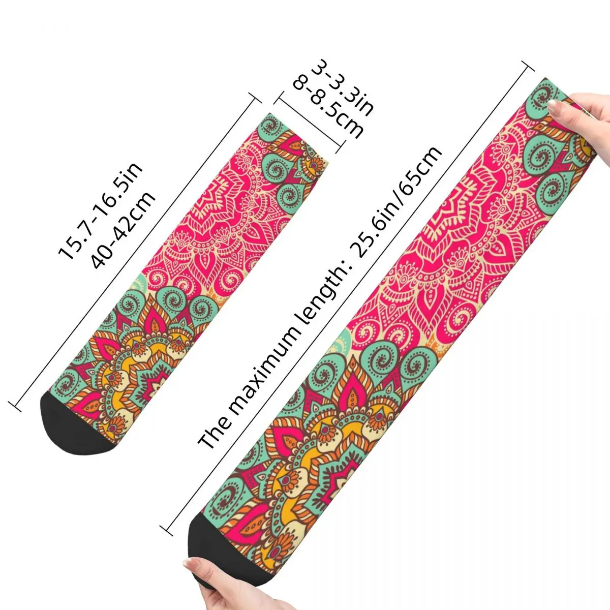 Calcetines de poliéster con Mandala indio para hombre y mujer, medias bohemias a la moda, Harajuku, para primavera, verano, otoño e invierno, para regalo