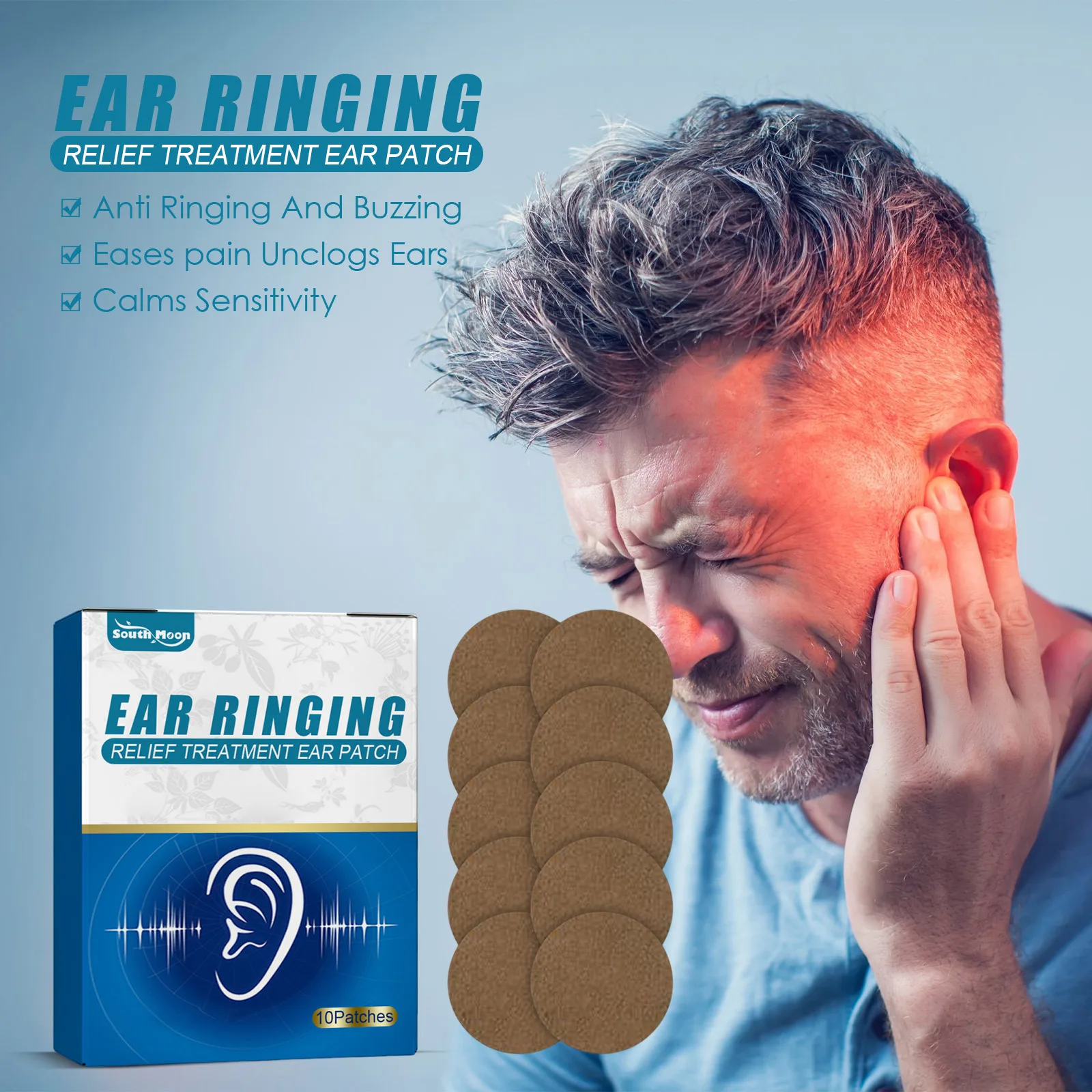 South Moon Ear Care Patch Deep Nursing Relieve Tinnitus Mild Soothing Improve Hearing Increase Comfortable Portable Ear Sticker