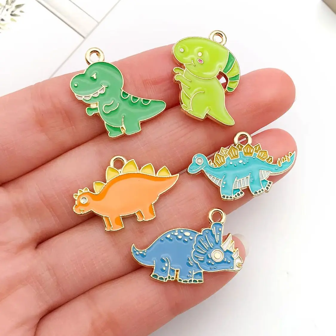  10/20pcs Dinosaurs Owls Animals Enamel Charms Earring Pendant for DIY Keychain Necklace Metal Jewelry Making Accessories   ﻿
