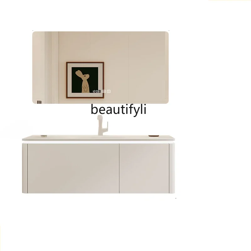 

Modern Cream Style Corian Whole Washbin Extension Bathroom Cabinet Combination Bathroom Table Bathroom