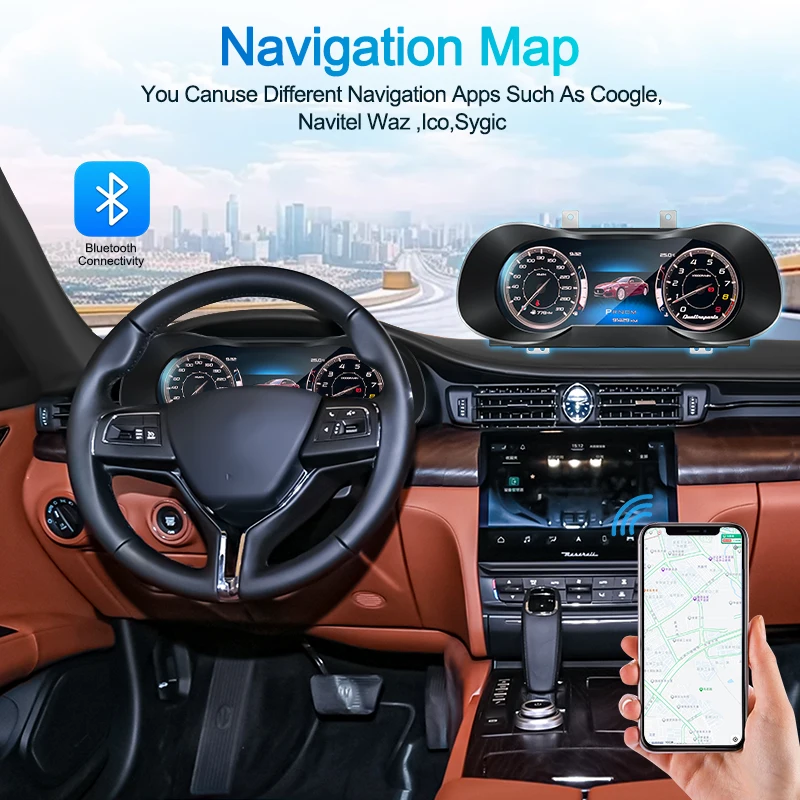 لوحة القيادة LCD لمازيراتي كواتروبورتي 2013-2023 أداة LCD الرقمية العنقودية عداد السرعة السيارات سرعة متر قمرة القيادة