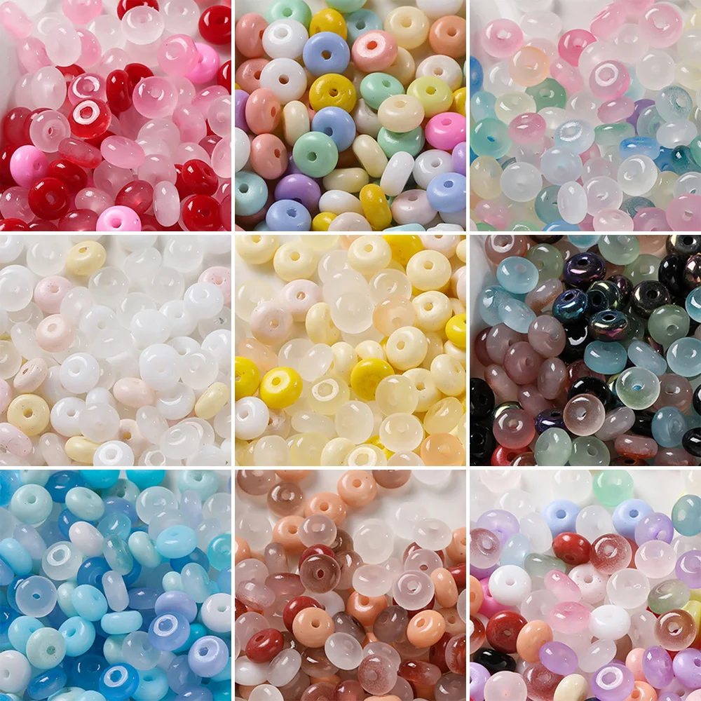 50/100Pcs/lot 3*6mm Glass Mixed Color Abacus Beads Loose Spacer Beads for Jewelry Making DIY Bracelet Necklace Accessories ﻿
