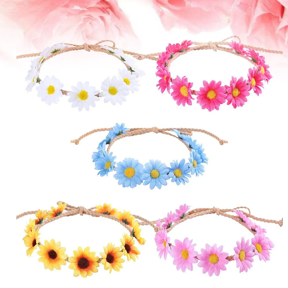 

5pcs Floral Headband Premium Material Lightweight Comfortable Wedding Party Prom Birthday Celebration Festival Photo Taking Hair
