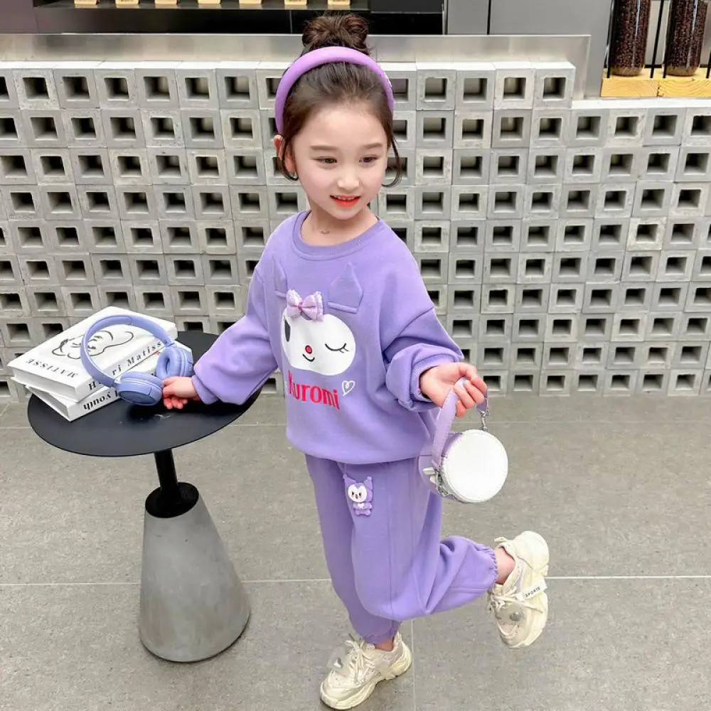 女の子のためのカワイイサンリオスクロミスウェットシャツ,私のメロディーセーター,子供服,レジャースポーツスーツ,春,秋