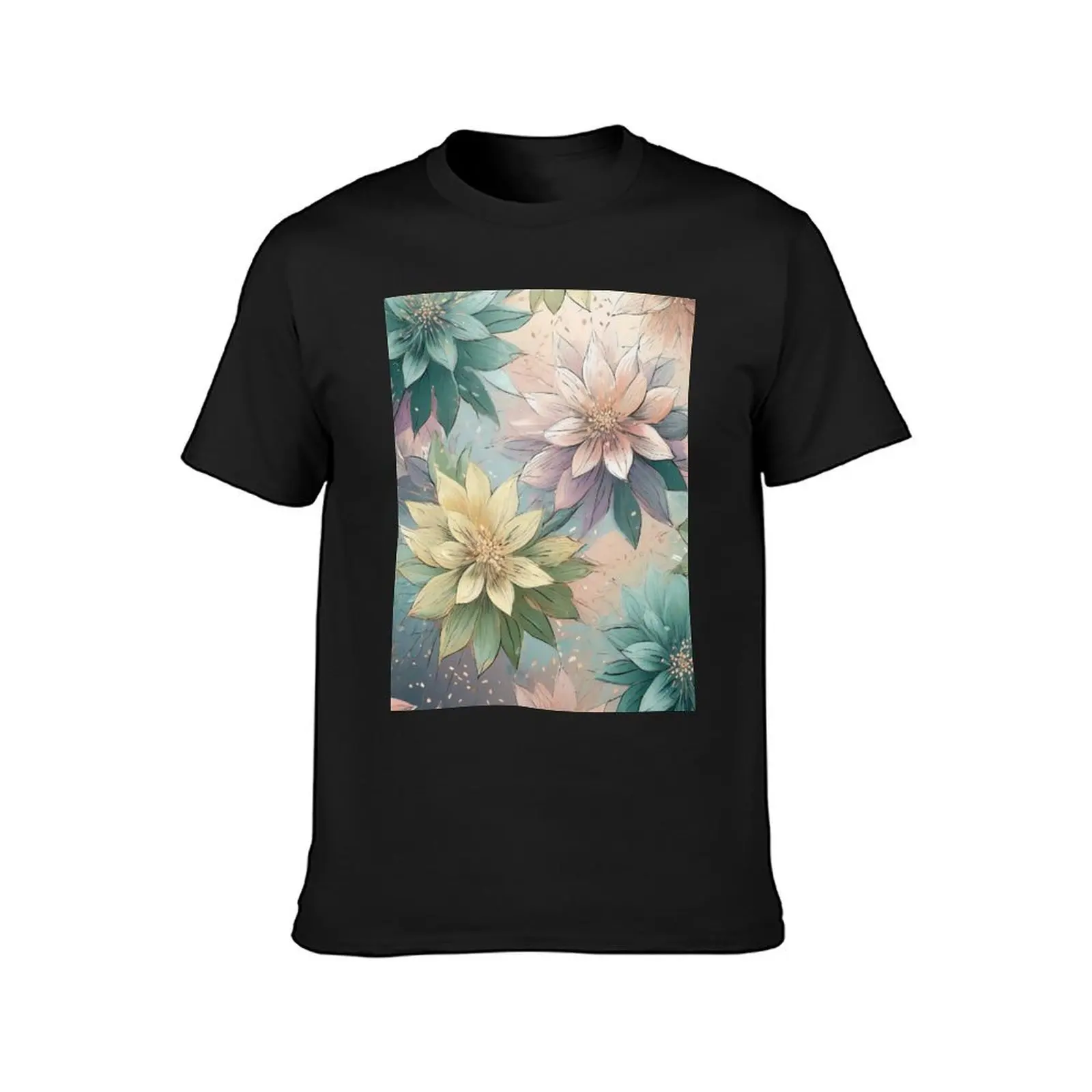 Pastel Blossom Burst: Floral Explosion Pattern T-Shirt tees graphics anime clothes oversized t shirt men