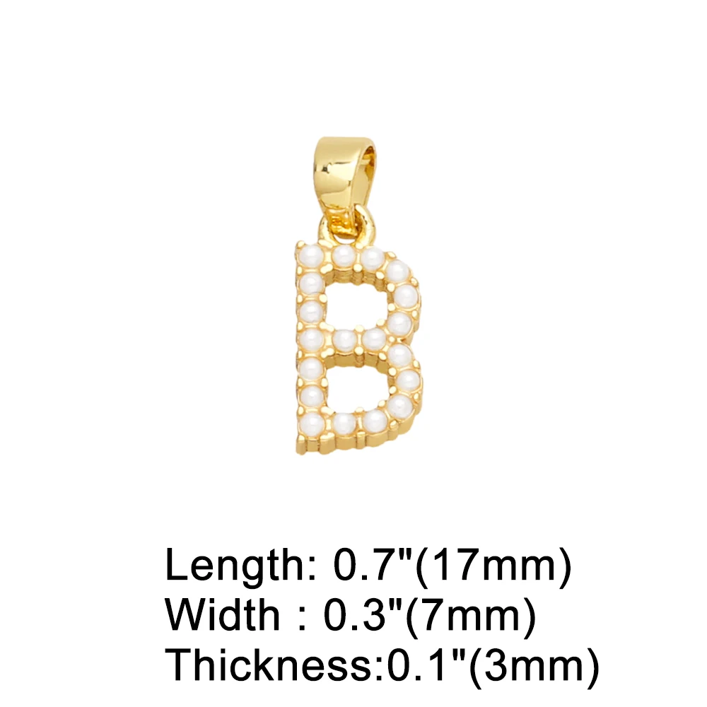 OCESRIO Trendy Small Pearl 26 Letters Necklace Pendant Copper Gold Plated Initial  Alphabet Jewelry Making Supplies pdtb153