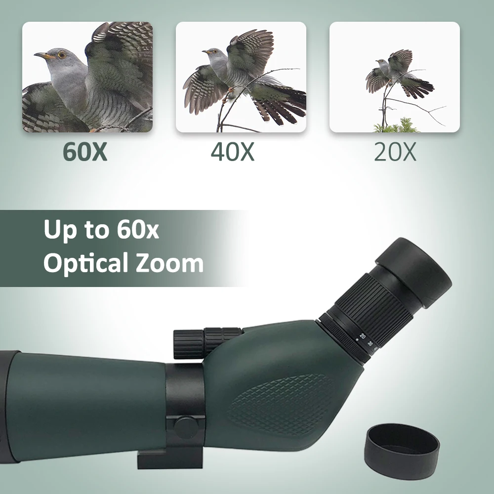 Mobile Telescope 20-60x60 100% Waterproof Spotting Scopes for Bird Watching with Tripod