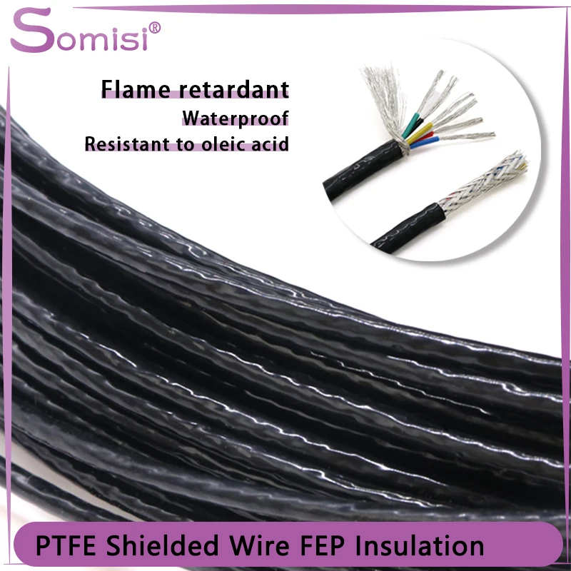 

1/2/5/10m PTFE Shielded Wire 1 2 3 4 5 6Cores High Purity OFC Copper Tinned FEP Insulation 0.3/0.5/0.75/1/1.5mm AFPF Signal Line