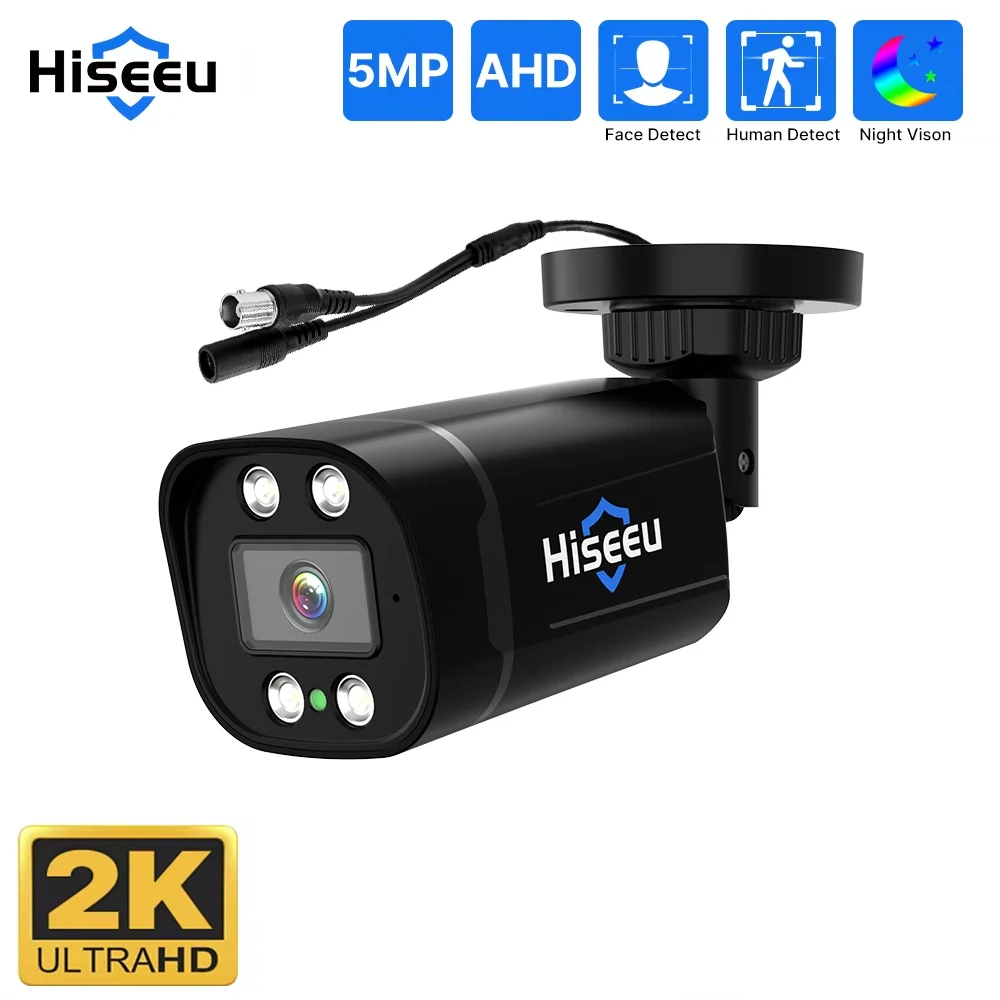 

Hiseeu 5MP AHD Camera Full Color Night Vision Face Detect Outdoor Home CCTV Surveillance Analog Cameras H.265 for AHD DVR