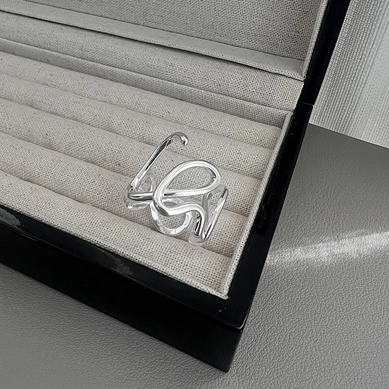 

925 Sterling Silver Open Finger Ring Love Word Letter Line Adjustable Geometric Punk For Women Jewelry Gift Dropship Wholesale